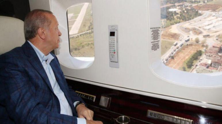 أردوغان يتفقد المستشفيات من الجو عبر طائرة مروحية